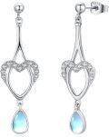 wholesale 925 Sterling Silver Heart-Shaped Blue Opalite Drop Earrings for Women - Elegant Gift Idea-0-0