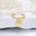 wholesale 14K Gold Adjustable Open Toe Cuff Ring for Women Dangle Heart Leaf-0-2