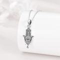 wholesale 925 Sterling Silver Hamsa Hand Evil Eye Protection Amulet Talisman Necklace for Women and Men-0-1