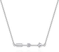 wholesale 925 Sterling Silver Arrow Necklace with Heart-Shaped Zircon, Love & Courage Symbol, Hypoallergenic Jewelry Gift for Women-Arrow