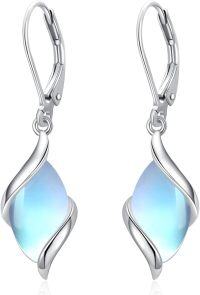 wholesale 925 Sterling Silver Tiger Eye Twist Drop Dangle Earrings for Women-Moonstone