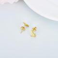 wholesale 14K Gold Solid Cat Stud Earrings - Animal for Women & Teen Girls-0-4