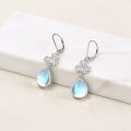 wholesale 925 Sterling Silver Blue Moonstone Drop Earring with Flower Design-0-1