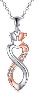 wholesale 925 Sterling Silver Infinity Heart Couple Pendant Necklaces for Women Valentines Gift Ideas-0-0