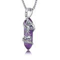 wholesale 925 Sterling Silver Saint Michael Archangel Purple Crystal Point Pendant Necklace-0-0