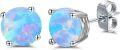 wholesale 925 Sterling Silver Green Fire Opal Round Stud Earrings - Multiple Sizes & Colors for Women Men Gifts-0-10