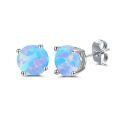 wholesale 925 Sterling Silver Green Fire Opal Round Stud Earrings - Multiple Sizes & Colors for Women Men Gifts-0-10