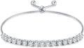 wholesale Sterling Silver Cubic Zirconia Adjustable Tennis Bracelet for Women-0-0