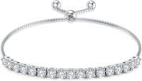 wholesale 925 Sterling Silver Cubic Zirconia Adjustable Tennis Bracelet for Women-4mm cubic zirconia