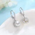 wholesale Sterling Silver Zircon & Pearl Dangle Earrings for Women, 25mm White Pearls, Nickel-Free, Elegant Gift for Christmas, Birthday, Anniversary-0-2