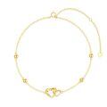 TOUPOP 14K Gold Zircon Double Heart Anklet for Women 8"-10"-0-0
