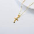 wholesale 18K Gold Cubic Zirconia Cross Pendant Necklace for Women Girls-0-3