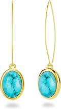 wholesale 925 Sterling Silver Oval Turquoise Drop Earrings for Women-0-0