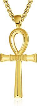 wholesale 925 Sterling Silver Plated  Gold  Ankh Pendant Necklaces for Men - 24+2 Extender Chain Egyptian Cross Charm s-0-0