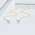 wholesale 14k Gold Long Threader Earrings with Pearl Dangle Ear Line s-0-3