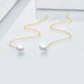 wholesale 14k/18k Solid Gold Long Threader Earrings with Pearl Dangle Ear Line s-0-8