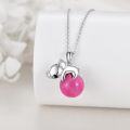 wholesale 925 Sterling Silver Pink Jade Koala Bear Charm Necklace Animal s for Women-0-3