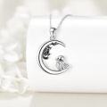 wholesale 925 Sterling Silver Bat & Ghost Crescent Moon Charm Necklace - Halloween Gifts for Women Girls-0-1