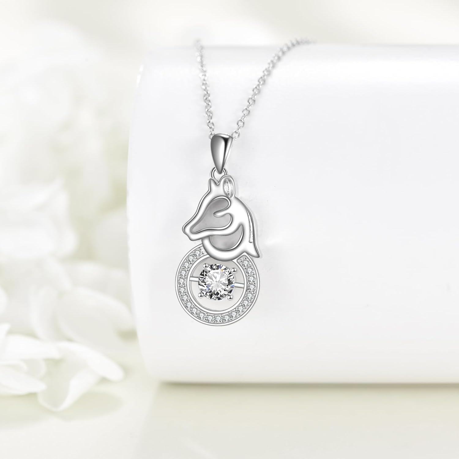 Sterling Silver Cow Horse Pendant Necklace-0-4