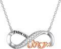 wholesale 925 Sterling Silver Infinity I LOVE YOU MOM Necklace with Cubic Zirconias and Rose Gold Plating for Women's Gifts-0-0