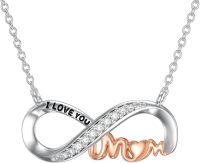 wholesale 925 Sterling Silver Infinity I LOVE YOU MOM Necklace with Cubic Zirconias and Rose Gold Plating for Women's Gifts-01-Infinity