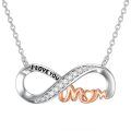 wholesale 925 Sterling Silver Infinity Mom Necklace Lab Diamond Two Tone I Love You Pendant-0-0