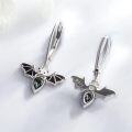 wholesale 925 Sterling Silver Black Crystal Bat Drop Earrings for Women Girls Halloween Costume Accessories Gift-0-2