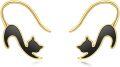 wholesale 925 Sterling Silver Black Onyx Cat Drop Earrings for Women Girls Gifts -0-0