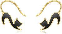 wholesale 925 Sterling Silver Black Onyx Cat Drop Earrings for Women Girls Gifts -Black Onyx Cat Earrings