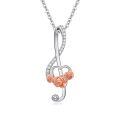 wholesale 925 Sterling Silver Music Note Necklace Wholesale With Rose Accents-0-0