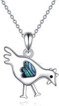 wholesale 925 Sterling Silver Abalone Shell Love Bird Pendant Necklace for Women-0-0