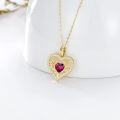 wholesale 14K Gold Heart-Shaped Garnet and Diamond Tree of Life Pendant Necklace - 18 Inches Long-0-2