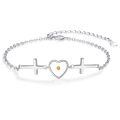 wholesale 925 Sterling Silver Yellow Stone Heart & Cross Charm Bracelet for Women-0-0
