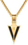 wholesale Gold 925 Sterling Silver Viking Arrowhead Pendant Necklace for Men with Black Enamel and Norse Knot Design-0-0