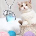 wholesale 925 Sterling Silver Cat Mom Baby Sleeping With Yellow Crystal Pendant Necklace-0-79