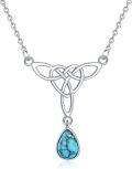 wholesale 925 Sterling Silver Teardrop Turquoise Celtic Knot Pendant Necklace-0-0