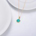 wholesale 14K Gold & Turquoise Necklace, 10x10mm Pendant, 14-16 Adjustable Chain, Handcrafted Jewelry with Natural Gemstone, Delicate & Modern Design-0-5