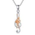 wholesale 925 Sterling Silver Rose Gold Plated Ballet Dancer on Treble Clef Musical Note Charm Pendant Necklace-0-0