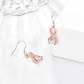wholesale 925 Sterling Silver Pink Ribbon Survivor Heart Drop Earrings - Breast Cancer Awareness  for Women-0-1