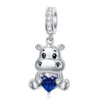 wholesale 925 Sterling Silver Birthstone Hippo Charm for Bracelets Jewelry-09-Sep-Hippo
