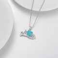 wholesale 925 Sterling Silver Mom Heart Pendant Necklace White Gold Plated Blue Crackle Stone-0-2