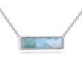 wholesale 925 Sterling Silver Rectangular Blue Agate Pendant With Chain And Tools Kit-0-1