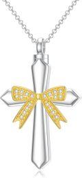wholesale 925 Sterling Silver Cross Bow Cremation Urn Keepsake Pendant Necklace-0-0