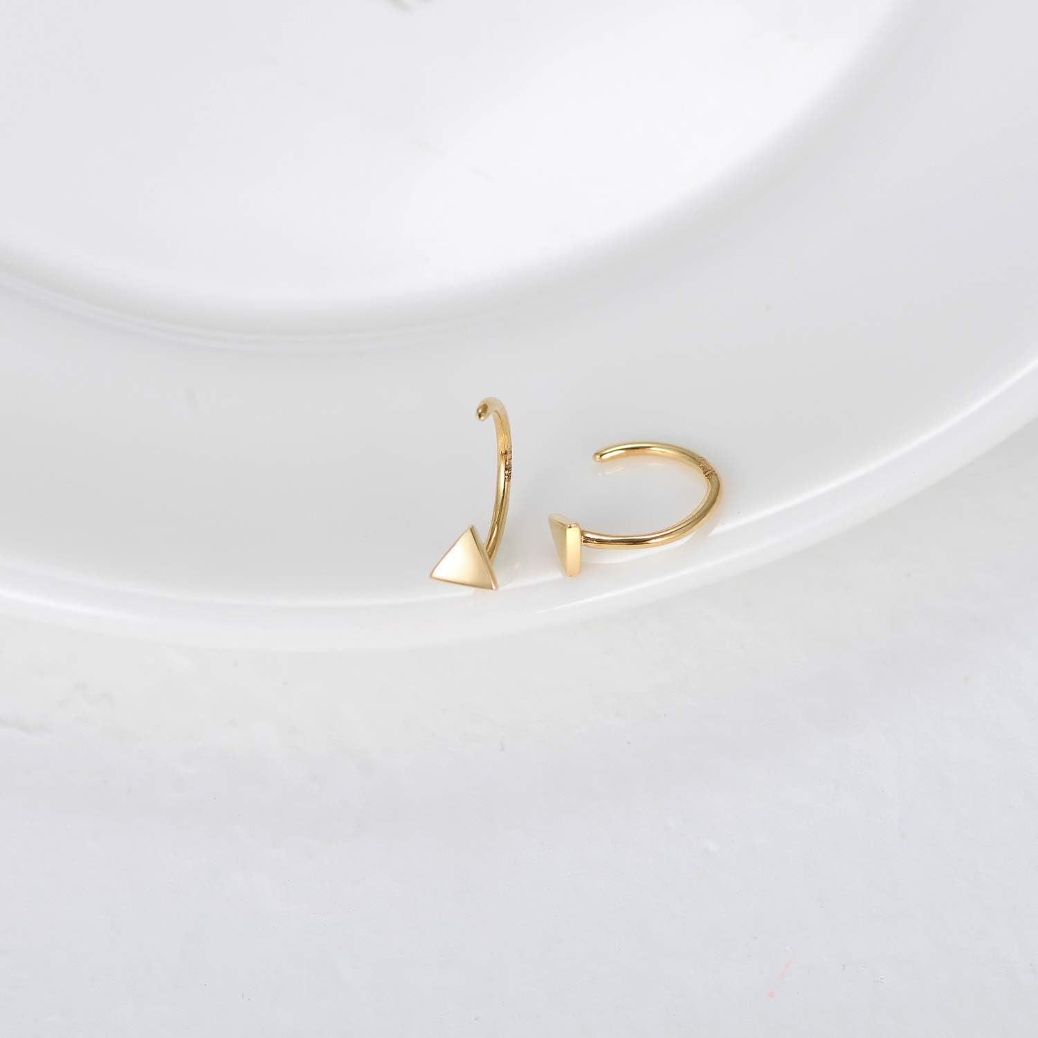 wholesale 14k Gold Triangle Half Huggie Hoop Earrings for Women Minimalist Studs Hypoallergenic s for Girls and Teens-0-3