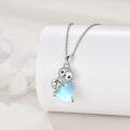 wholesale 925 Sterling Silver Opalite Moonstone Sloth Charm Necklace for Women Girls  45cm Chain Length-0-3
