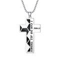 wholesale 925 Sterling Silver Cross Pendant with Engraved Bible Verse I Can Do All Things on Black and White Patterned Background - 3D Design Chain Necklace for Men Women  -0-0