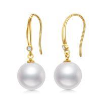 TOUPOP 14K Gold Freshwater Pearl & Moissanite Dangle Earrings for Women-undefined