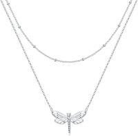 wholesale 925 Sterling Silver Dragonfly Pendant Double Chain Layered Choker Necklaces for Women Gifts-Dragonfly