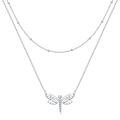 wholesale 925 Sterling Silver Dragonfly Pendant Double Chain Layered Choker Necklaces for Women Gifts-0-0