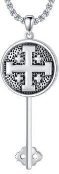 wholesale 925 Sterling Silver Jerusalem Cross Pendant Necklace with Textable Backplate for Women Men Gifts-0-0
